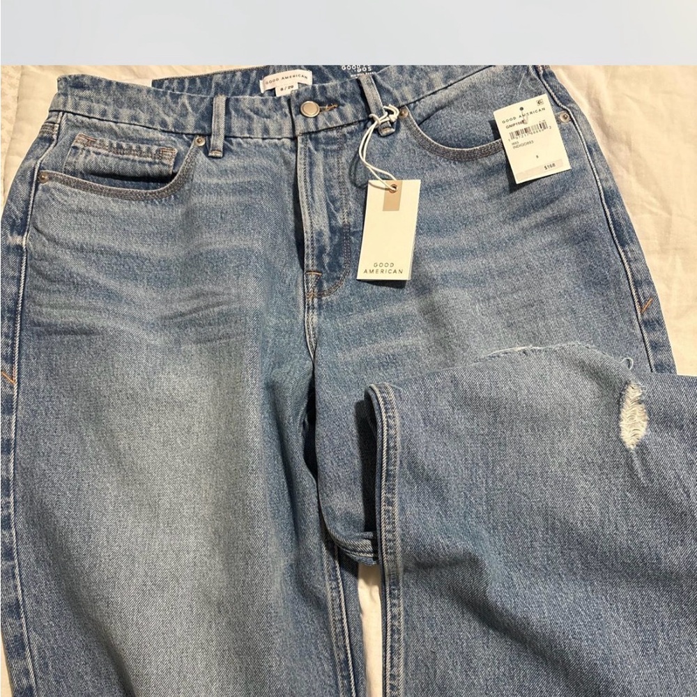 Good American Light Blue Straight Leg Jeans